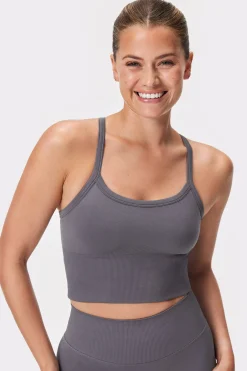 New STRONGER Contouring Seamless Crop Top Volcanic Glass