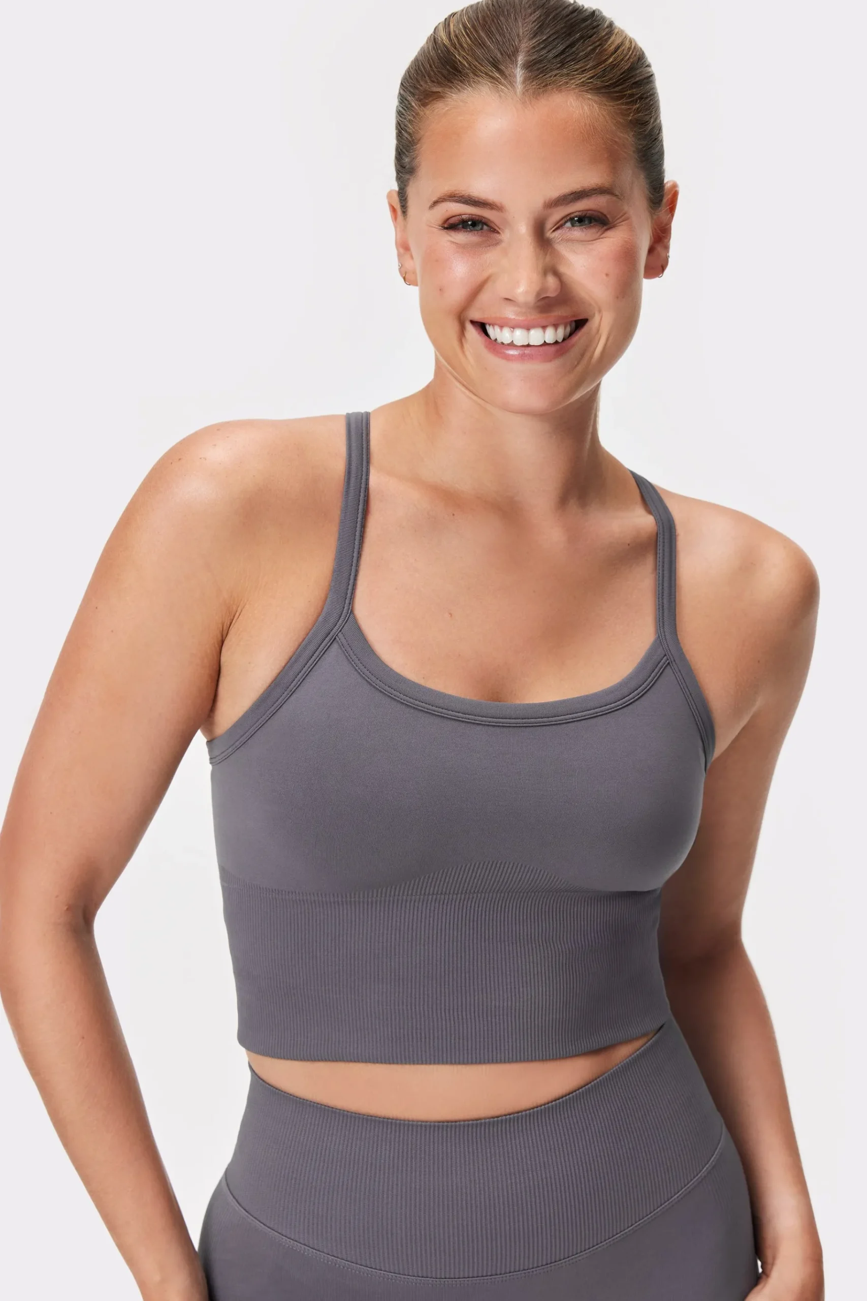 New STRONGER Contouring Seamless Crop Top Volcanic Glass