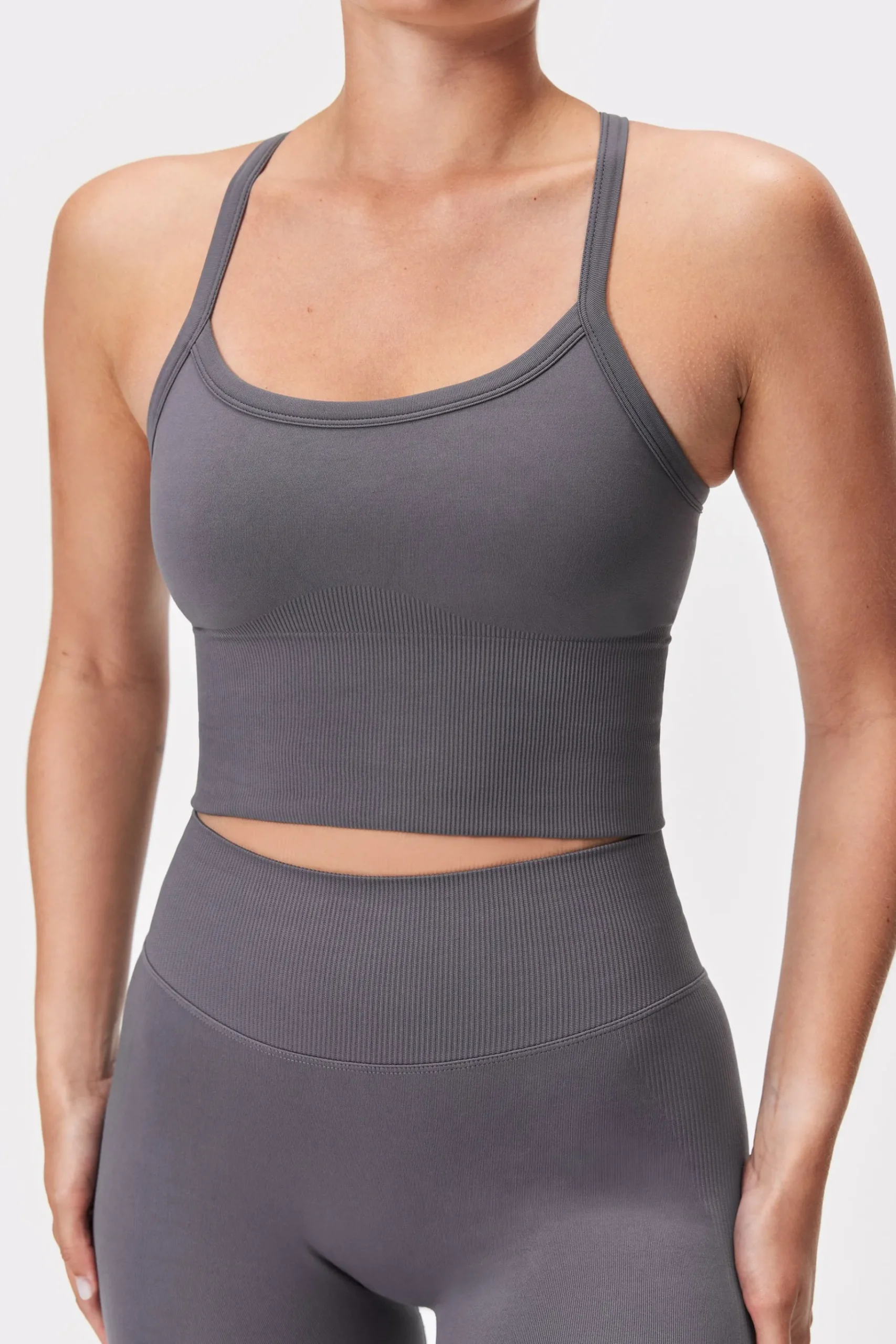 New STRONGER Contouring Seamless Crop Top Volcanic Glass