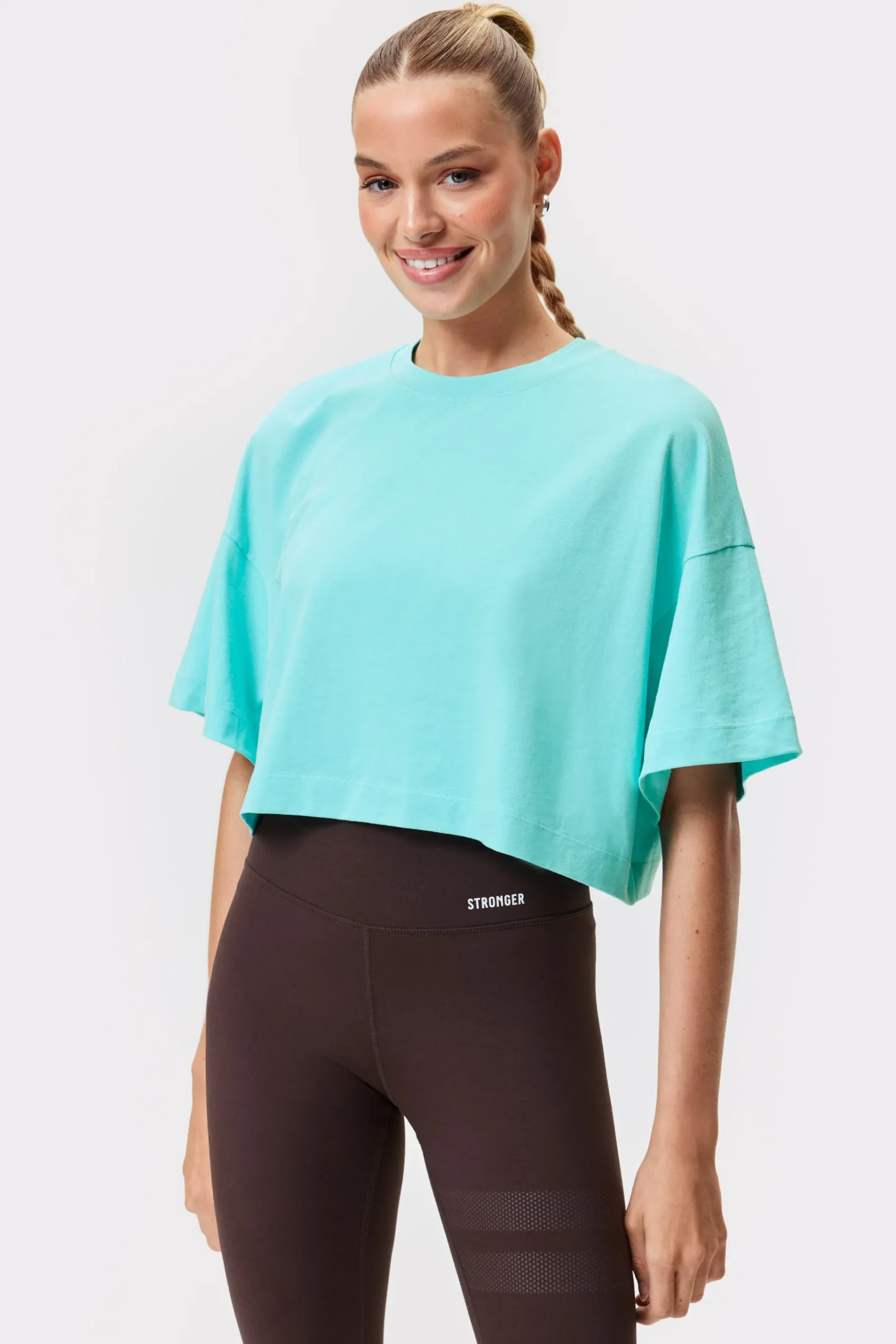 Outlet STRONGER Cropped T-shirt Aruba Blue