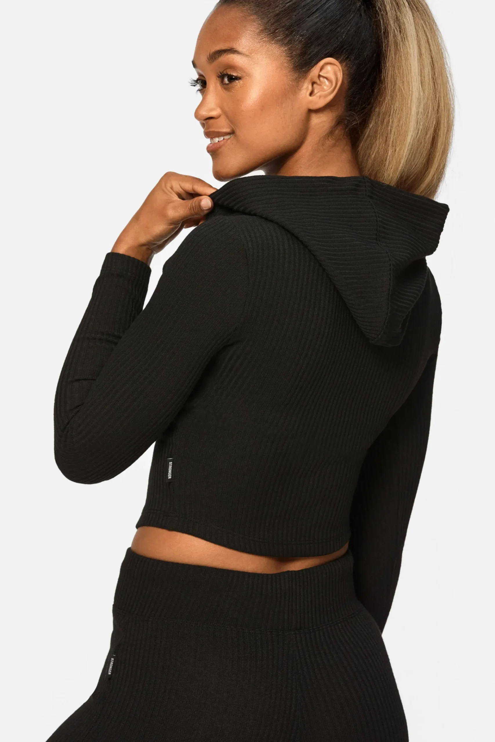 Fashion STRONGER Cush Cropped Hoodie Black