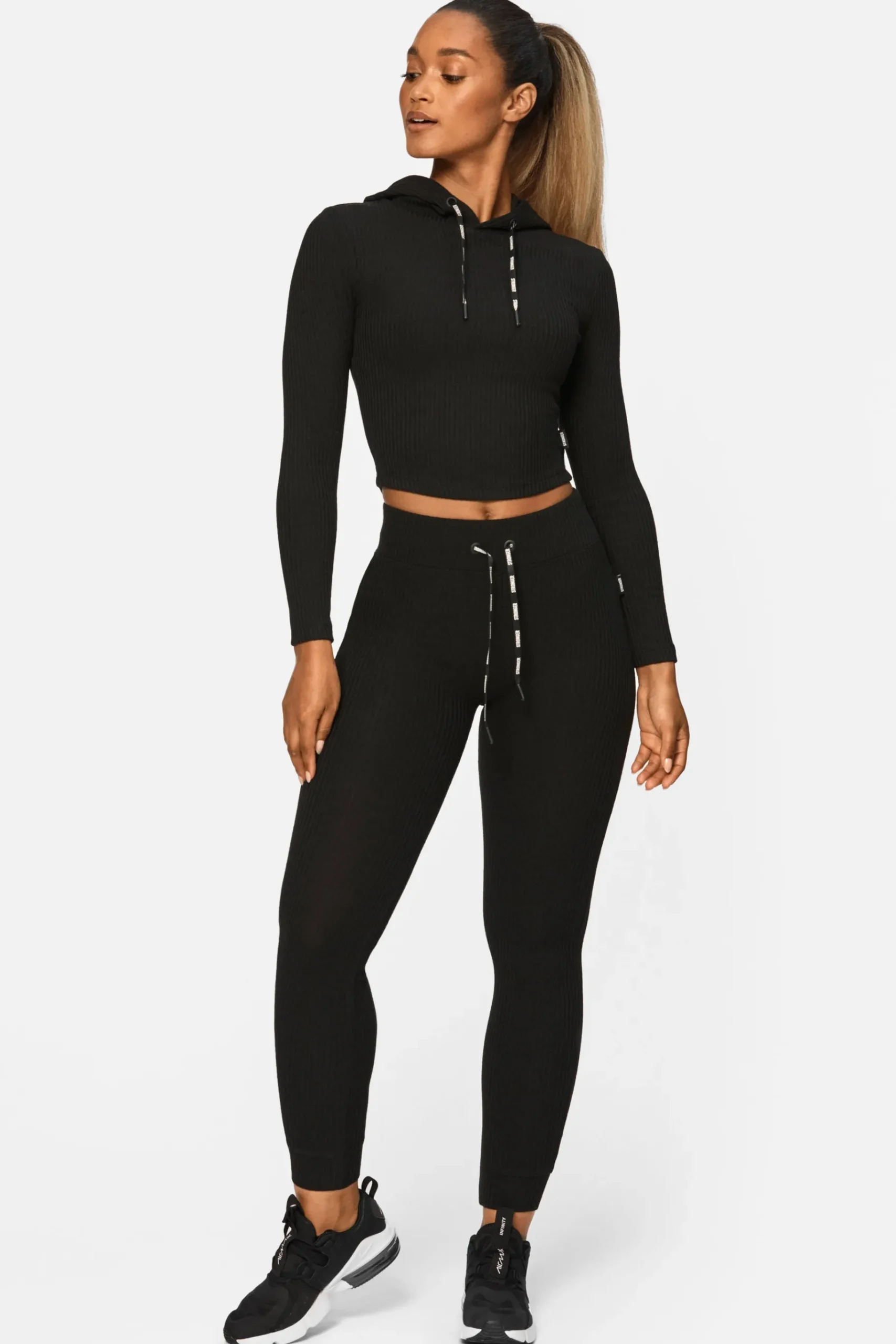 Fashion STRONGER Cush Cropped Hoodie Black