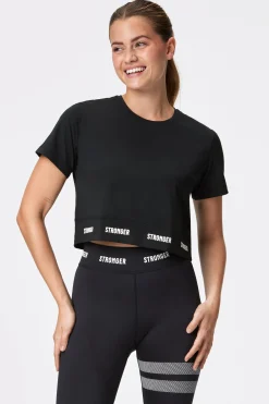 Sale STRONGER Epic Cropped T-shirt Black