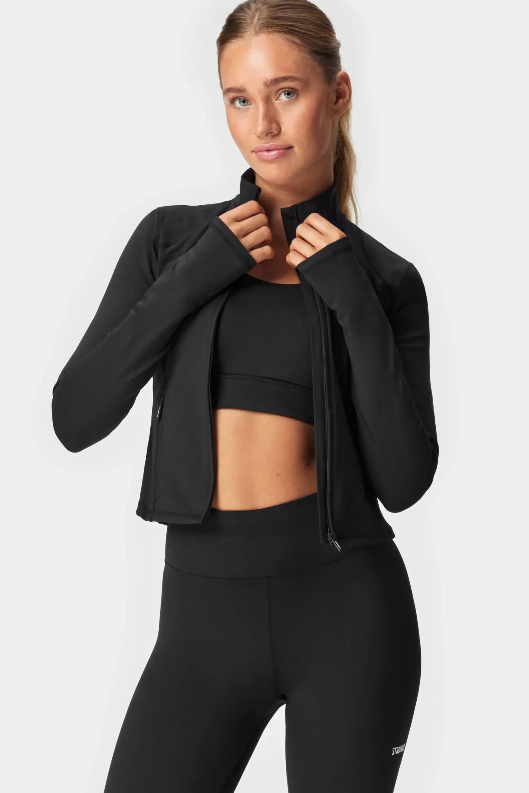 Hot STRONGER Figure Zip Jas Black