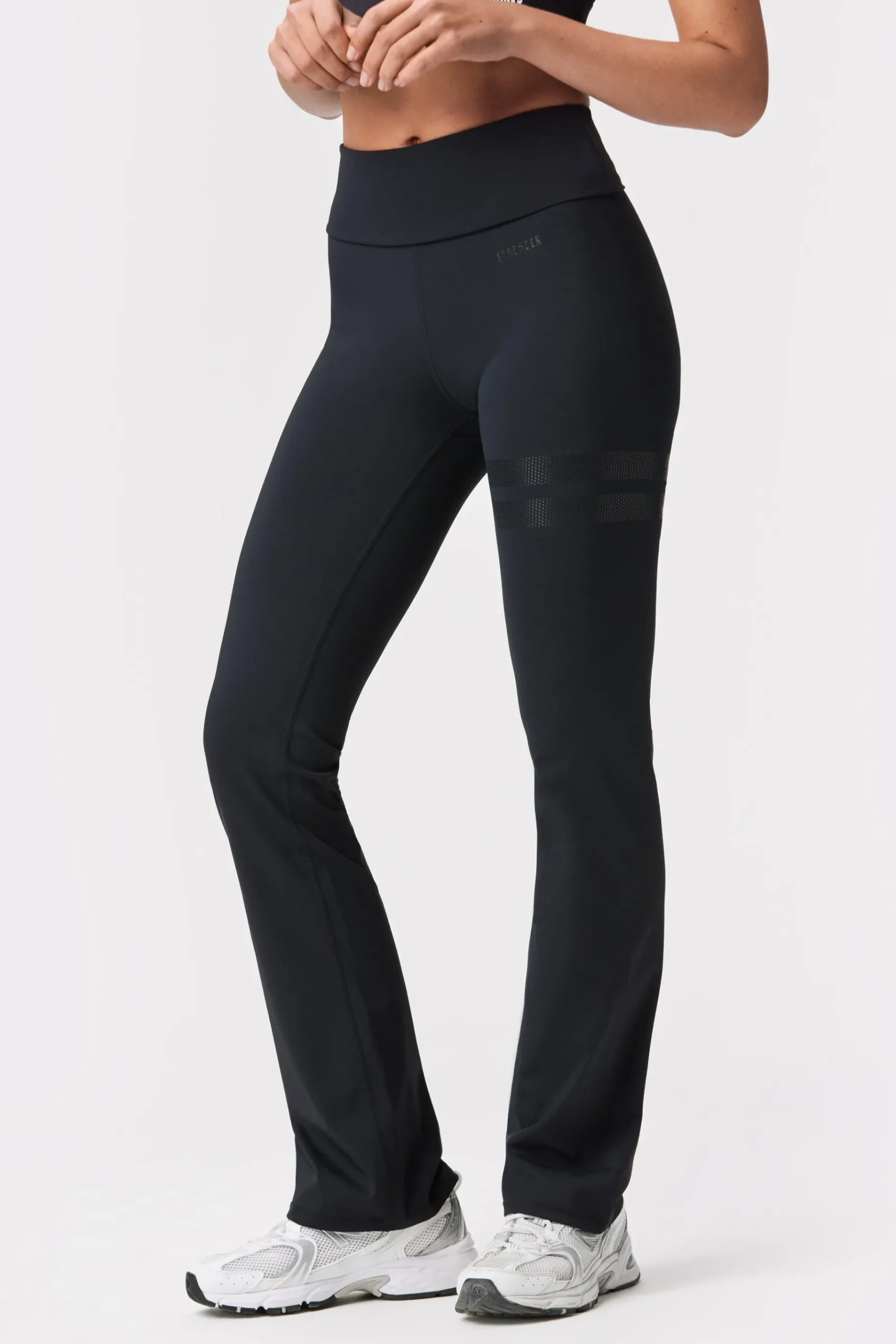 Hot STRONGER Fold Over Flared Legging Black