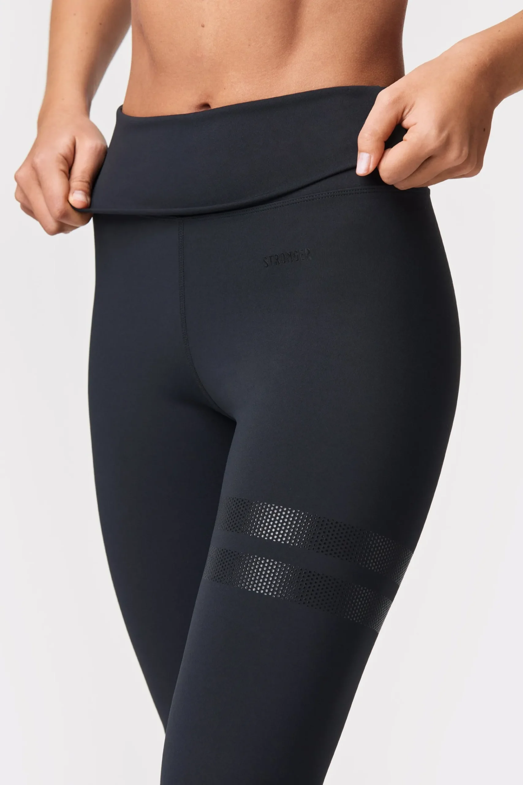 Hot STRONGER Fold Over Flared Legging Black