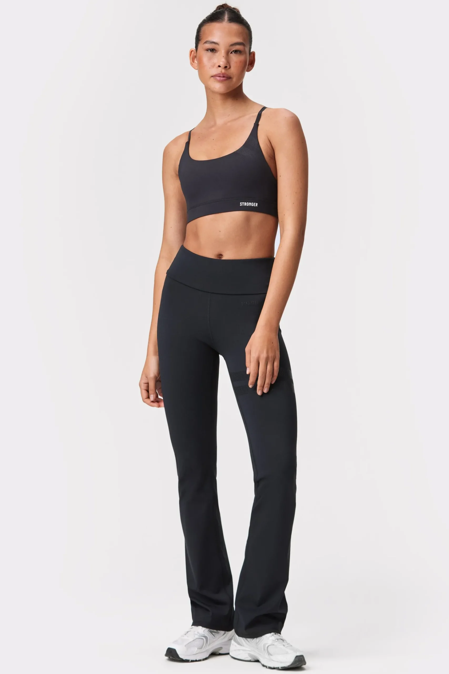 Hot STRONGER Fold Over Flared Legging Black