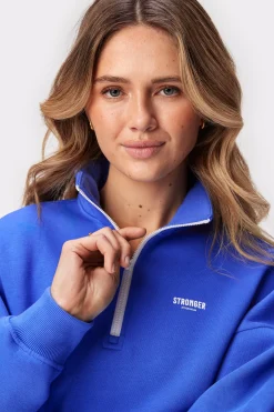 Discount STRONGER Half Zip Sweatshirt Amparo Blue