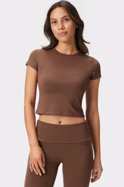 Hot STRONGER Jersey Crew Neck T-shirt Cappuccino