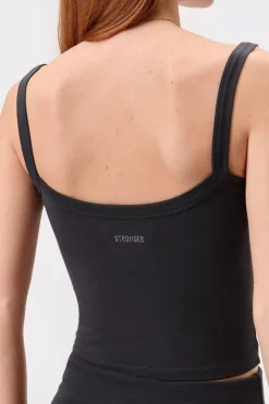 Online STRONGER Jersey Strap Singlet Bristol Black