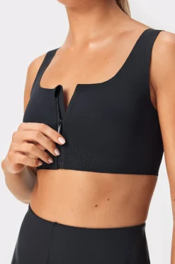 Hot STRONGER Lasercut Zip Sport Bh Black