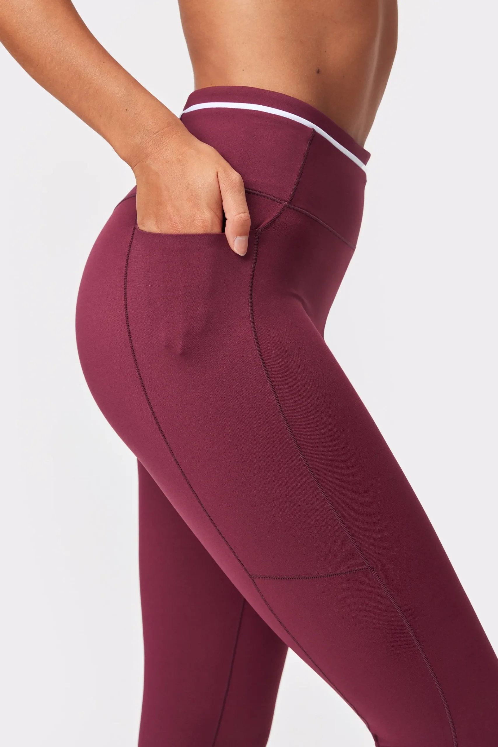 Discount STRONGER Logo Pocket Leggings Maroon Banner