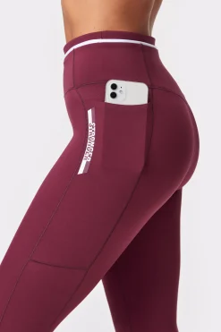 Discount STRONGER Logo Pocket Leggings Maroon Banner