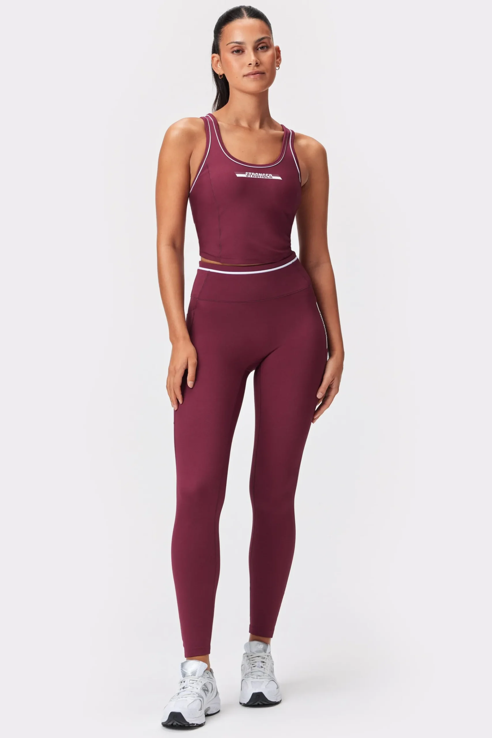 Discount STRONGER Logo Pocket Leggings Maroon Banner