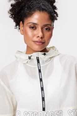 Outlet STRONGER Logo Wind Anorak Jas Whisper White