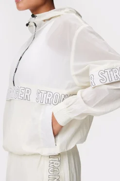 Outlet STRONGER Logo Wind Anorak Jas Whisper White