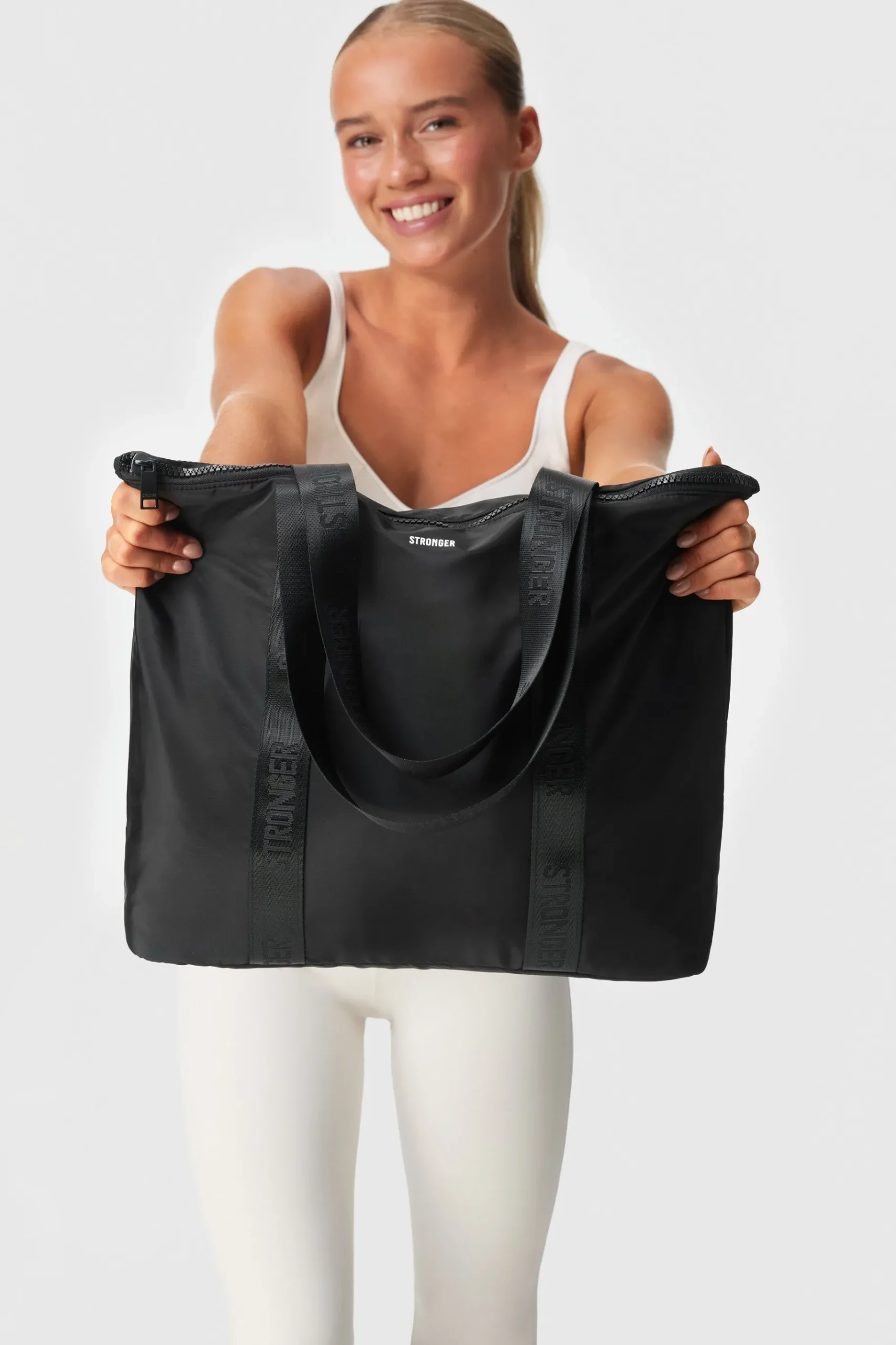Fashion STRONGER Nylon Tote Bag Black