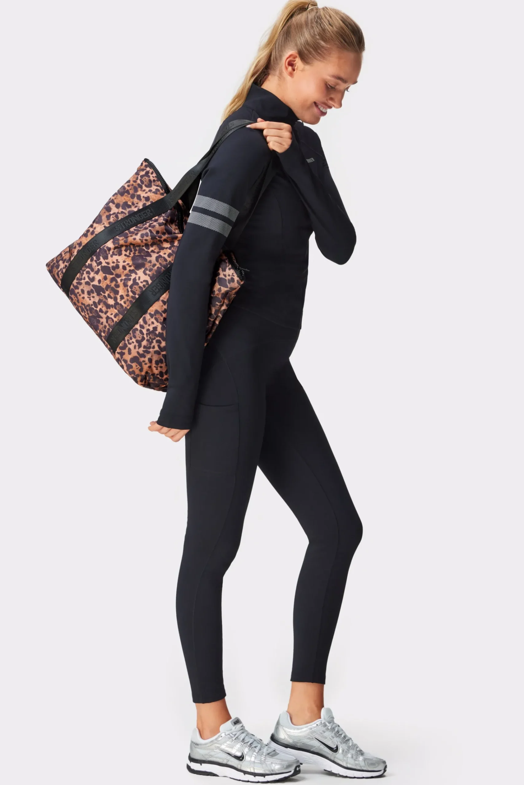 Clearance STRONGER Nylon Tote Bag Dark Leopard