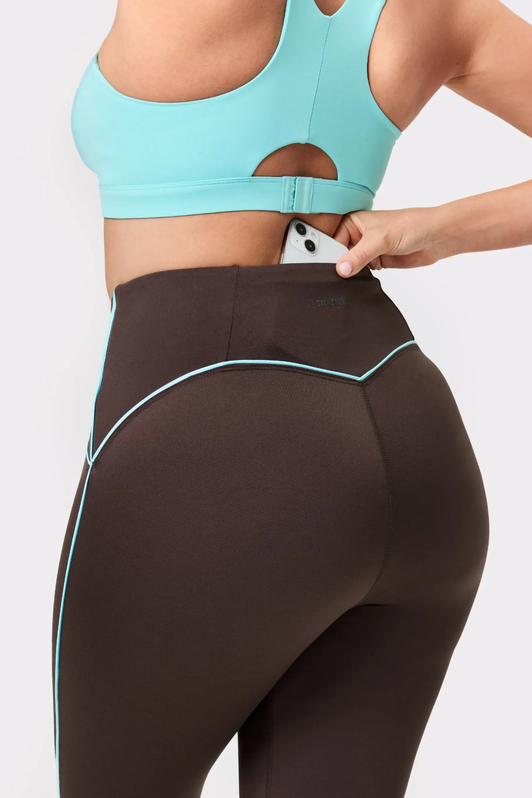 Outlet STRONGER Piping Legging Black Coffee