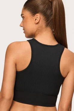 Clearance STRONGER Rib Seamless Crop Top Black