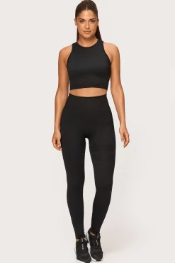 Clearance STRONGER Rib Seamless Crop Top Black