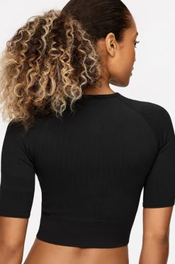 Discount STRONGER Rib Seamless Cropped T-shirt Black