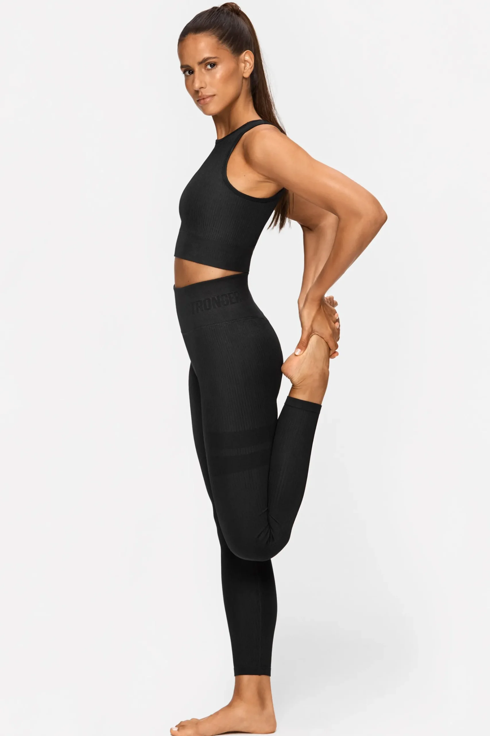 Hot STRONGER Rib Seamless Legging Black