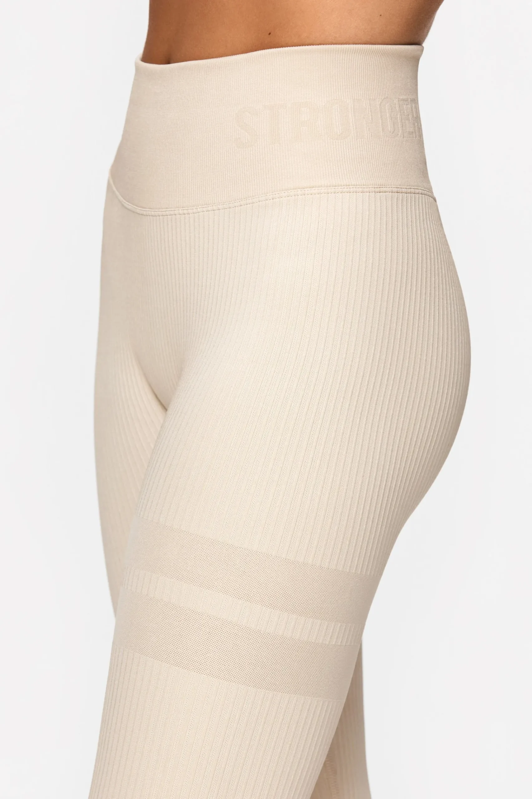 Fashion STRONGER Rib Seamless Legging Rainy Day