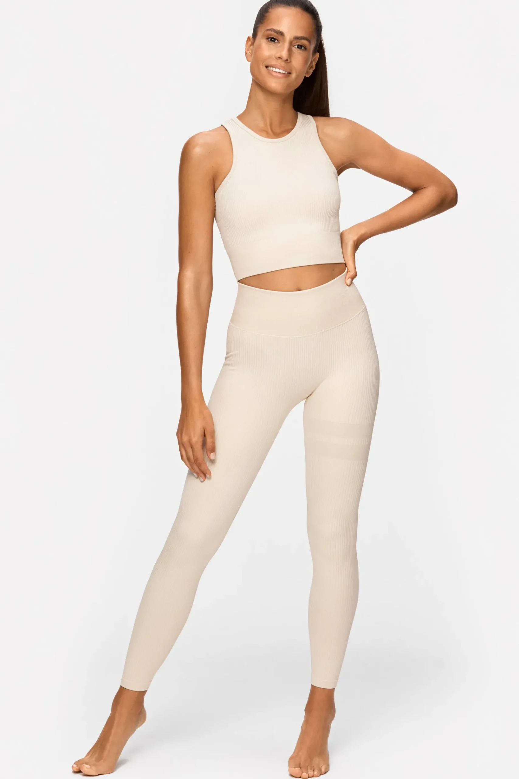 Fashion STRONGER Rib Seamless Legging Rainy Day