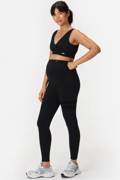 Sale STRONGER Rib Seamless Maternity Legging Black