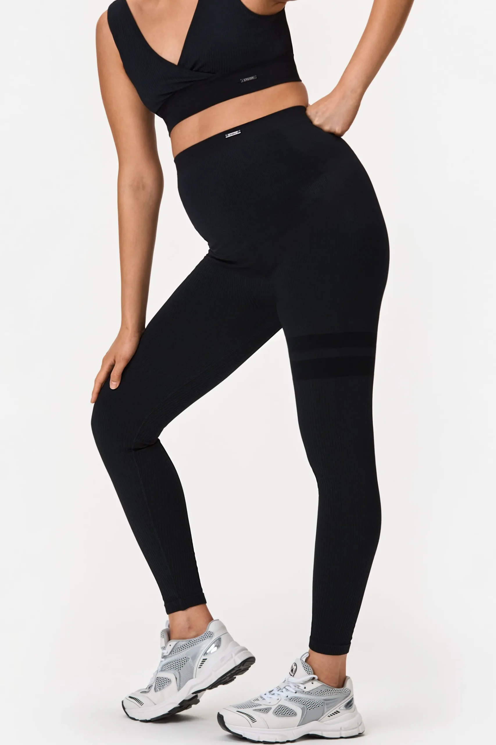 Sale STRONGER Rib Seamless Maternity Legging Black