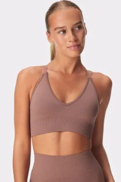 Fashion STRONGER Seamless V-Neck Sport bh Nutmeg