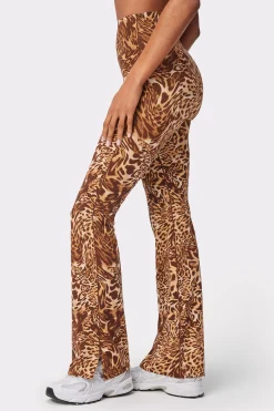 Best STRONGER Sleek Flared Legging Distorted Leopard Print