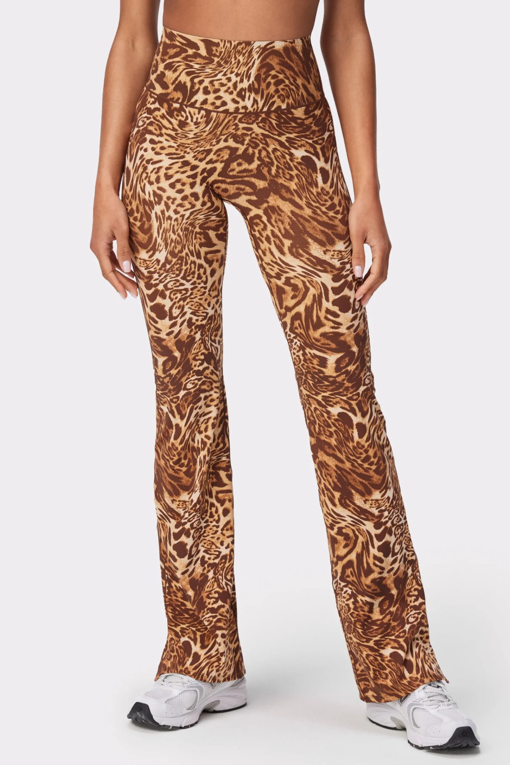 Best STRONGER Sleek Flared Legging Distorted Leopard Print