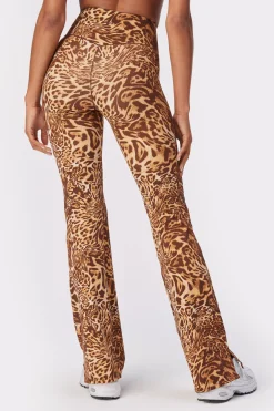 Best STRONGER Sleek Flared Legging Distorted Leopard Print