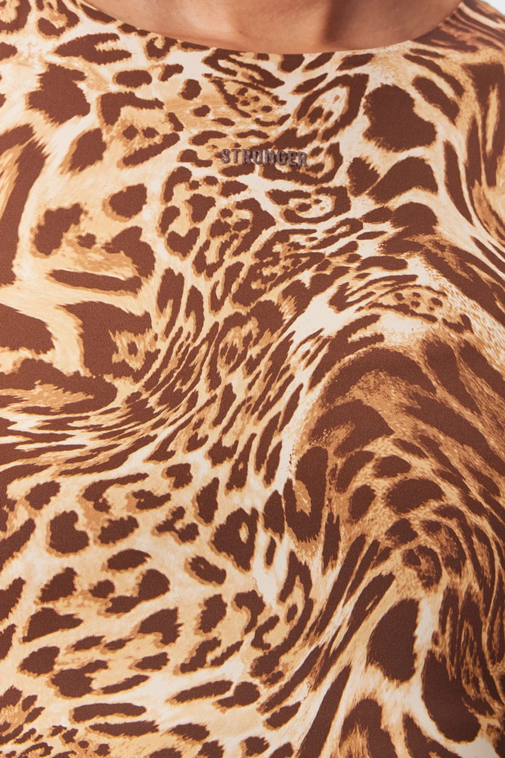 Outlet STRONGER Sleek Mini Court Jurk Distorted Leopard Print