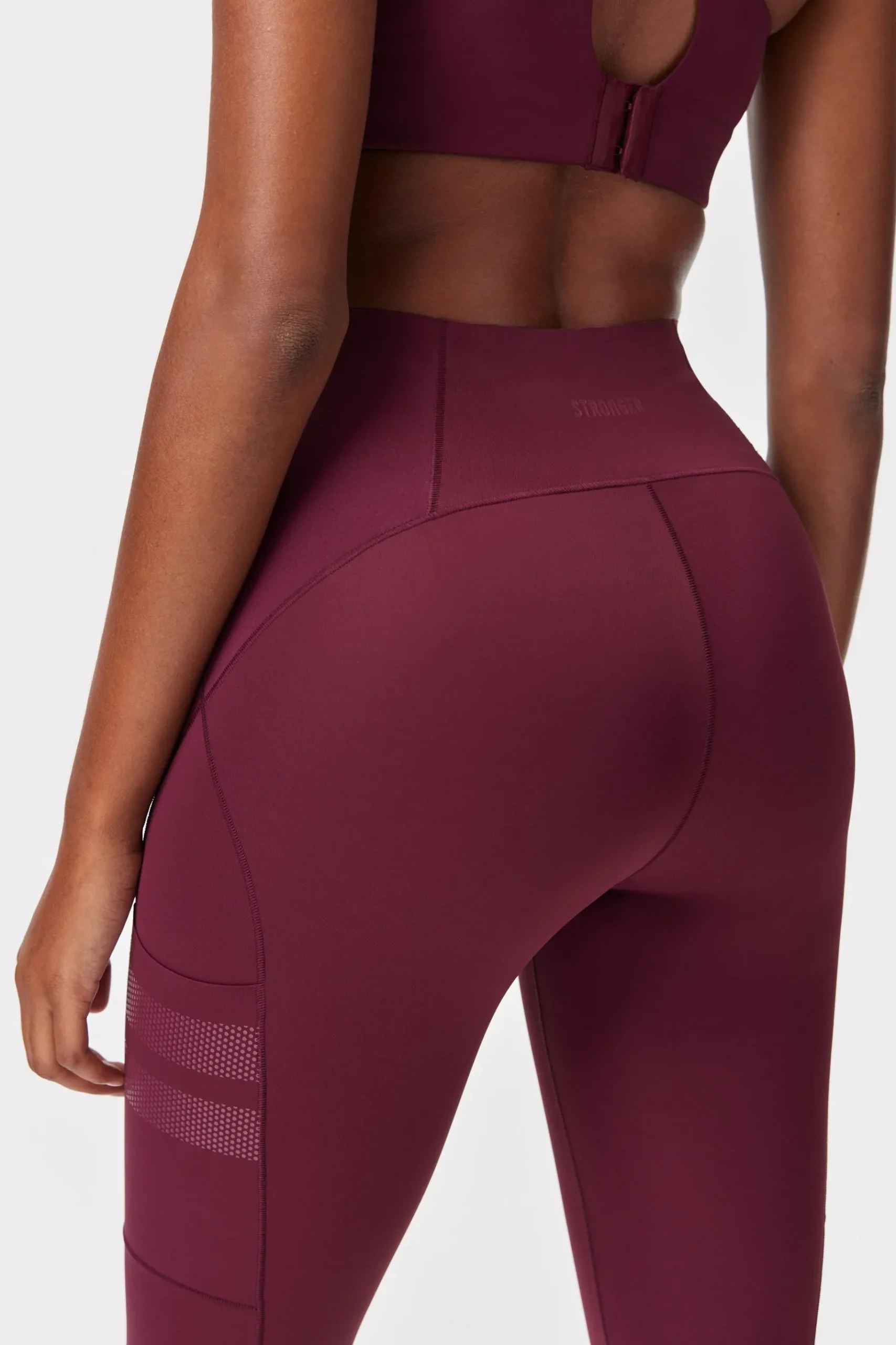 Clearance STRONGER Sleek Pocket Legging Maroon Banner