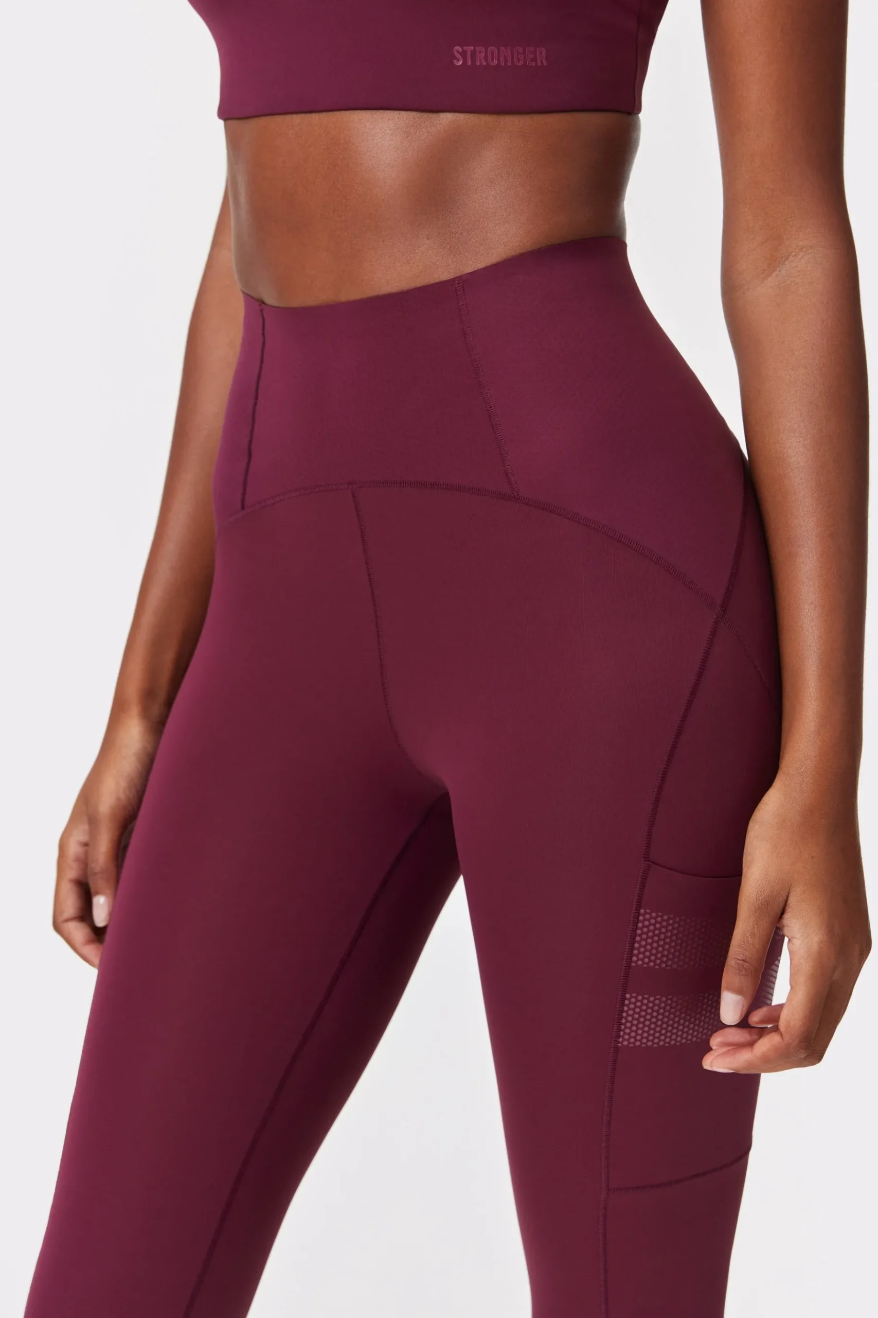 Clearance STRONGER Sleek Pocket Legging Maroon Banner