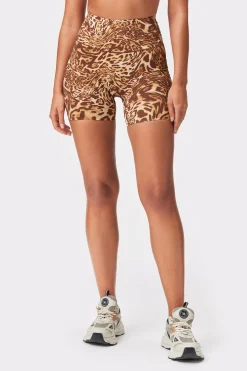 Discount STRONGER Sleek Shorts Distorted Leopard Print