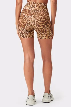 Discount STRONGER Sleek Shorts Distorted Leopard Print