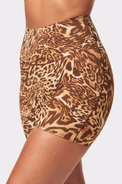 Discount STRONGER Sleek Shorts Distorted Leopard Print