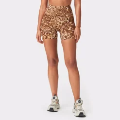 Discount STRONGER Sleek Shorts Distorted Leopard Print
