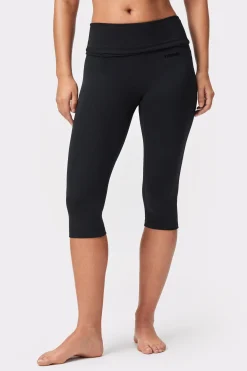Fashion STRONGER Soft Fold Over Capri Legging Black