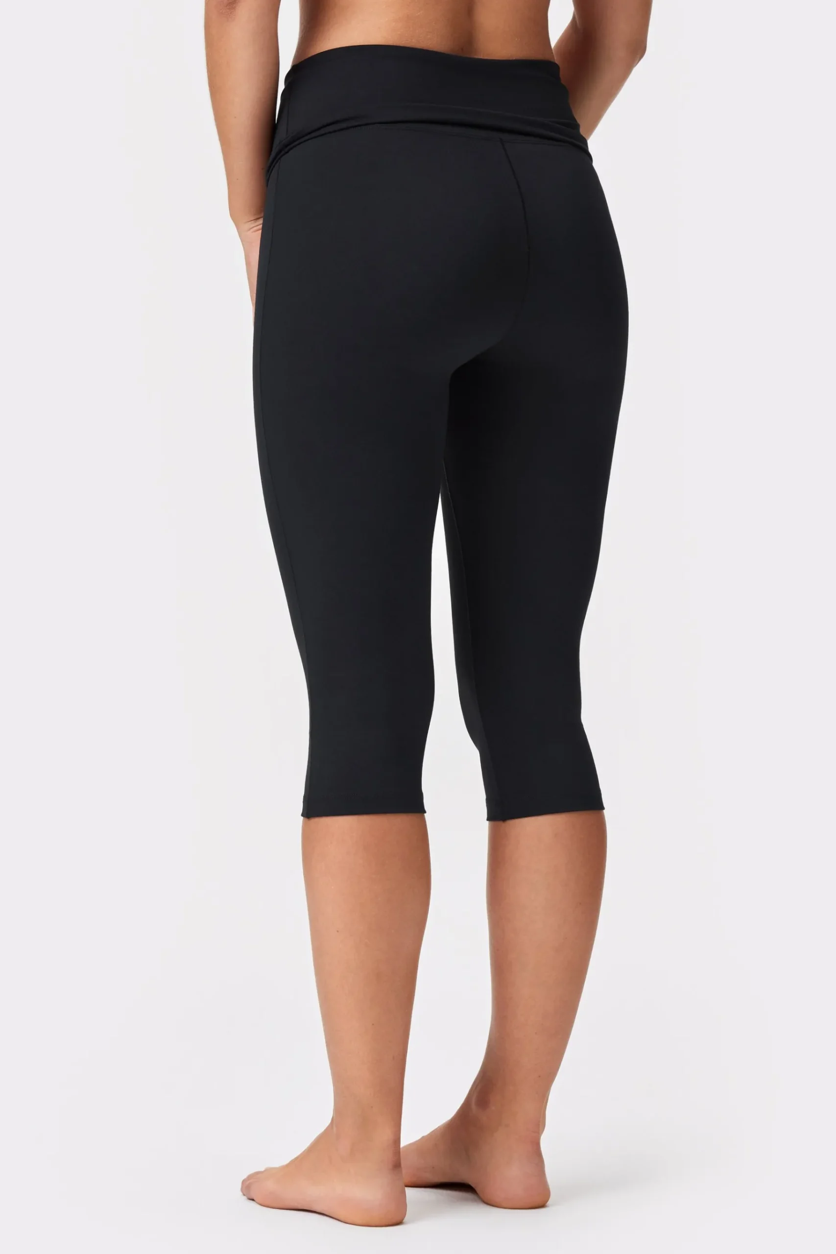 Fashion STRONGER Soft Fold Over Capri Legging Black