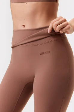 Clearance STRONGER Soft Fold Over Capri Legging Nutmeg