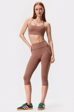 Clearance STRONGER Soft Fold Over Capri Legging Nutmeg