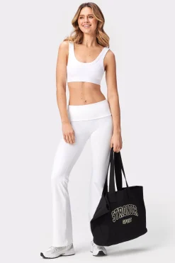 Sale STRONGER Soft Fold Over Flared Legging Bright White