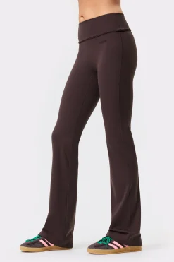 Hot STRONGER Soft Fold Over Flared Legging Black Coffee