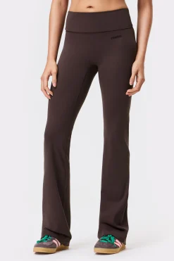 Hot STRONGER Soft Fold Over Flared Legging Black Coffee