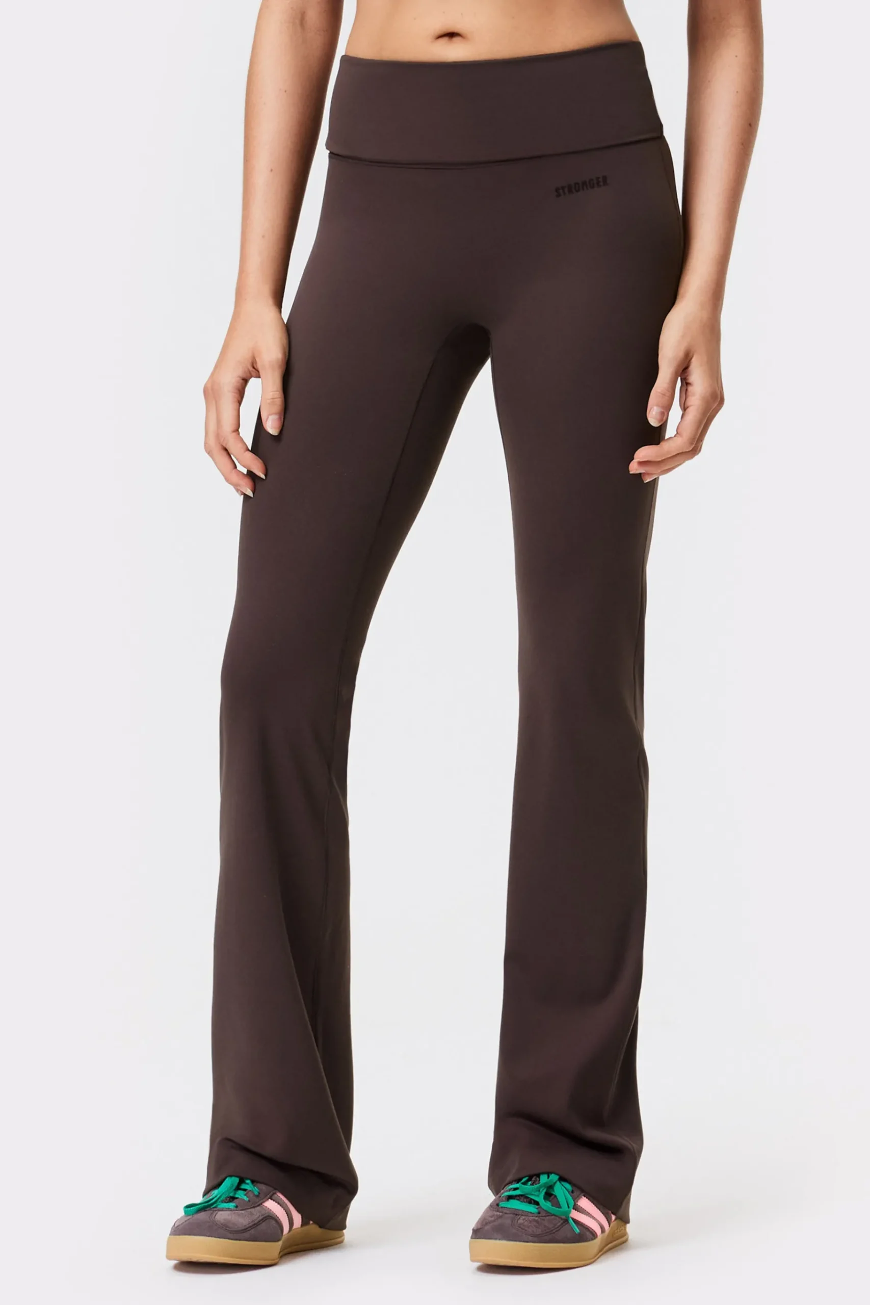 Hot STRONGER Soft Fold Over Flared Legging Black Coffee